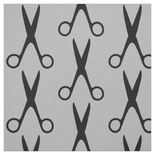 Barber hair salon black scissors grey pattern fabric