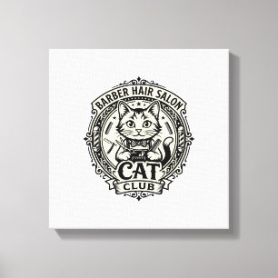 Barber Hair Salon Cat Funny Cat Graphic - Barber H Canvas Print