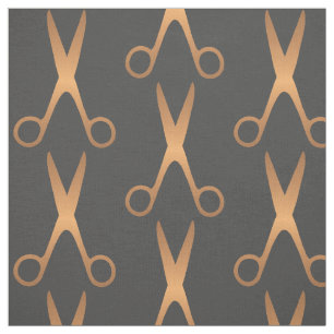 Barber hair salon gold scissors dark grey pattern fabric