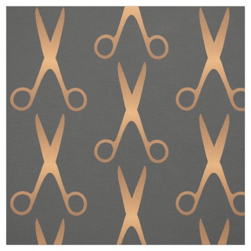 Barber hair salon gold scissors dark grey pattern fabric