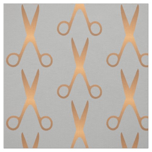 Barber hair salon gold scissors grey pattern fabric