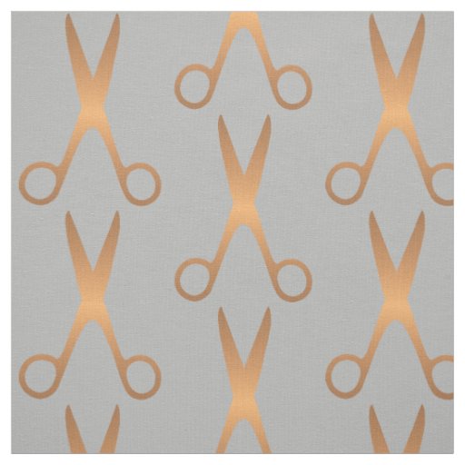 Barber hair salon gold scissors grey pattern fabric