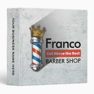 Barber Hair Shop King Crown Barber Pole Hair Salon 3 Ring Binder