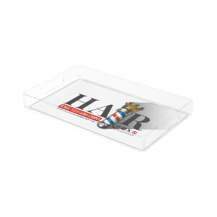 Barber Hair Shop King Crown Barber Pole Hair Salon Acrylic Tray