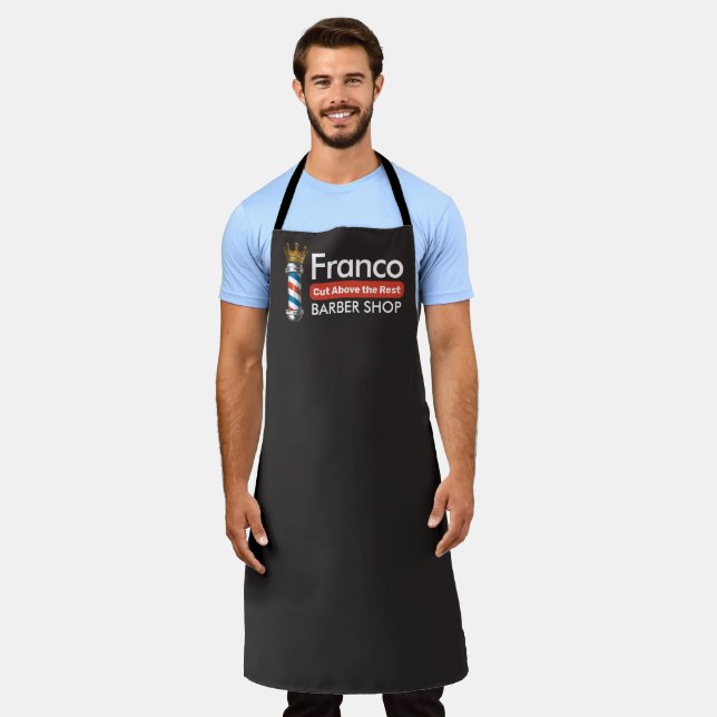 Barber Hair Shop King Crown Barber Pole Hair Salon Apron (Worn)