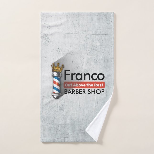 Barber Hair Shop King Crown Barber Pole Hair Salon Bath Towel Set (Hand Towel)