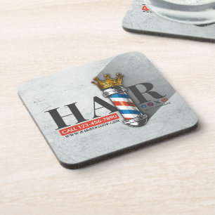 Barber Hair Shop King Crown Barber Pole Hair Salon Beverage Coaster