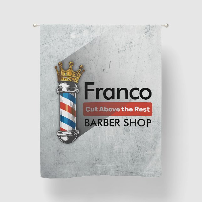 Barber Hair Shop King Crown Barber Pole Hair Salon Blackout Curtains (Front)