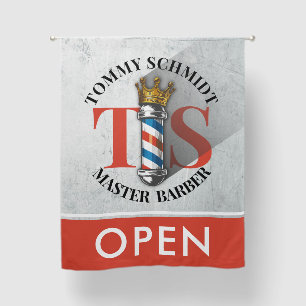 Barber Hair Shop King Crown Barber Pole Hair Salon Blackout Curtains