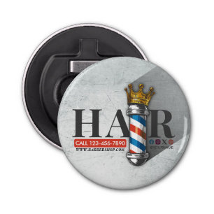 Barber Hair Shop King Crown Barber Pole Hair Salon Bottle Opener