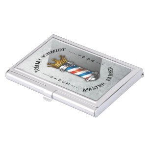 Barber Hair Shop King Crown Barber Pole Hair Salon Business Card Case