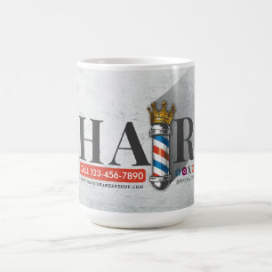 Barber Hair Shop King Crown Barber Pole Hair Salon Coffee Mug