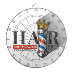 Barber Hair Shop King Crown Barber Pole Hair Salon Dart Board