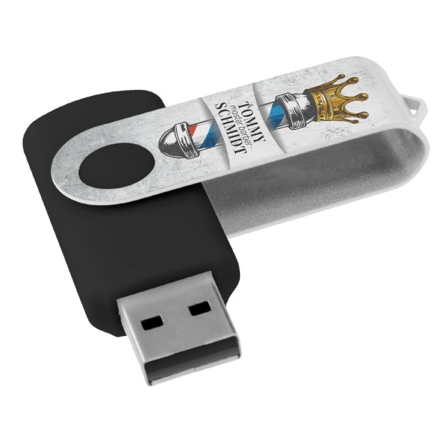 Barber Hair Shop King Crown Barber Pole Hair Salon Flash Drive (Angled)