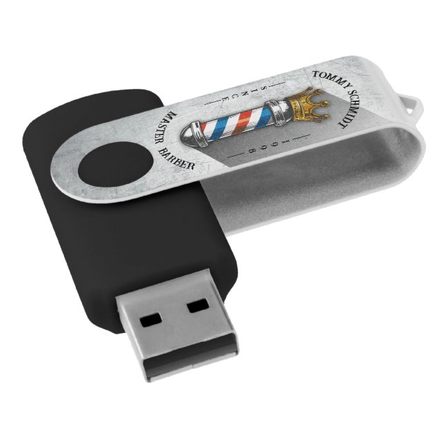 Barber Hair Shop King Crown Barber Pole Hair Salon Flash Drive (Angled)