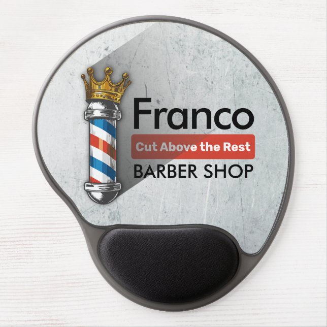 Barber Hair Shop King Crown Barber Pole Hair Salon Gel Mouse Pad (Front)
