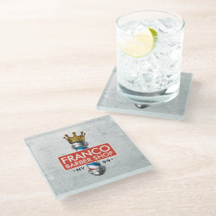 Barber Hair Shop King Crown Barber Pole Hair Salon Glass Coaster