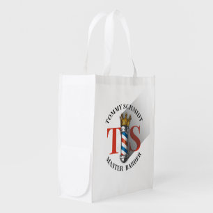 Barber Hair Shop King Crown Barber Pole Hair Salon Grocery Bag