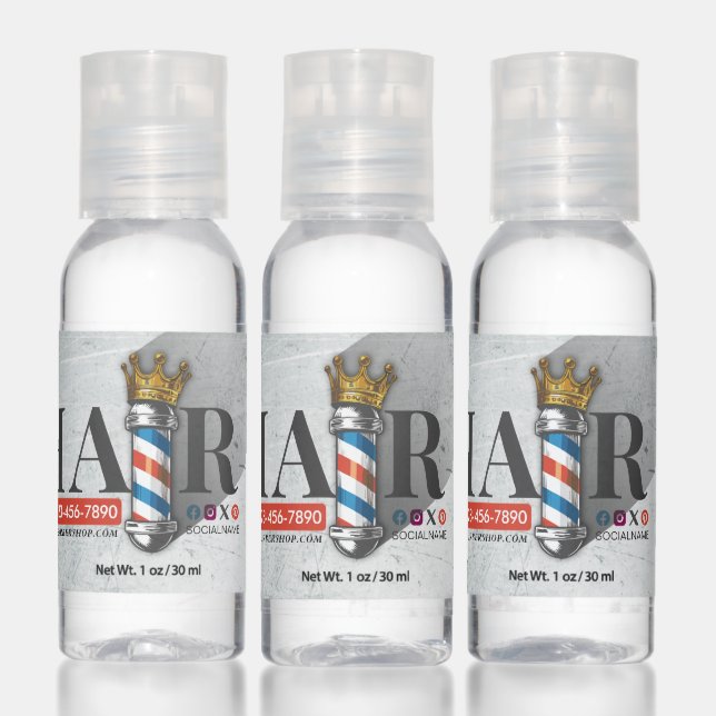 Barber Hair Shop King Crown Barber Pole Hair Salon Hand Sanitizer (Set)