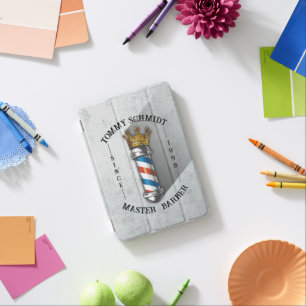 Barber Hair Shop King Crown Barber Pole Hair Salon iPad Mini Cover