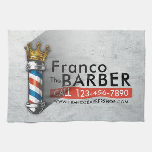 Barber Hair Shop King Crown Barber Pole Hair Salon Kitchen Towel