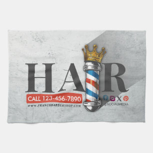 Barber Hair Shop King Crown Barber Pole Hair Salon Kitchen Towel