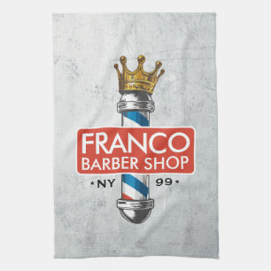 Barber Hair Shop King Crown Barber Pole Hair Salon Kitchen Towel