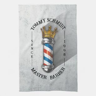 Barber Hair Shop King Crown Barber Pole Hair Salon Kitchen Towel