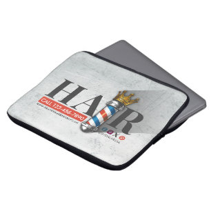 Barber Hair Shop King Crown Barber Pole Hair Salon Laptop Sleeve