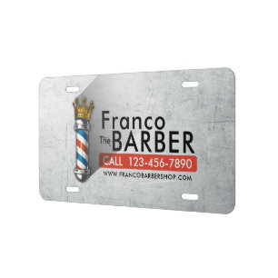 Barber Hair Shop King Crown Barber Pole Hair Salon License Plate