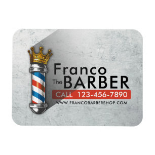 Barber Hair Shop King Crown Barber Pole Hair Salon Magnet