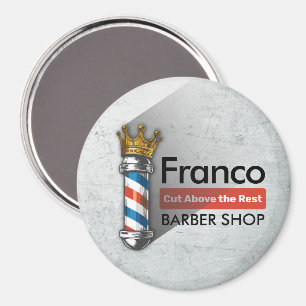 Barber Hair Shop King Crown Barber Pole Hair Salon Magnet