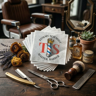 Barber Hair Shop King Crown Barber Pole Hair Salon Napkins