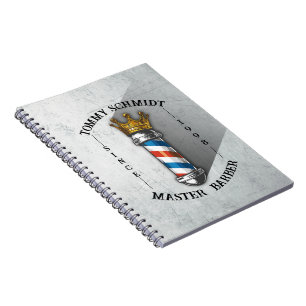 Barber Hair Shop King Crown Barber Pole Hair Salon Notebook