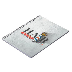 Barber Hair Shop King Crown Barber Pole Hair Salon Notebook