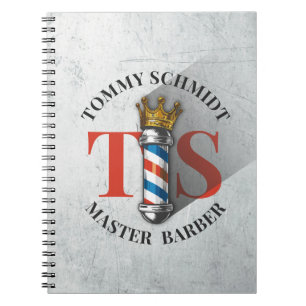Barber Hair Shop King Crown Barber Pole Hair Salon Notebook