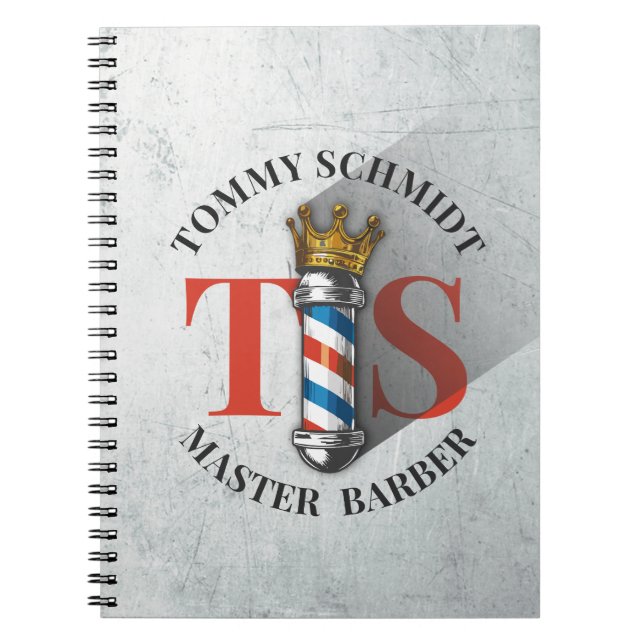 Barber Hair Shop King Crown Barber Pole Hair Salon Notebook (Front)