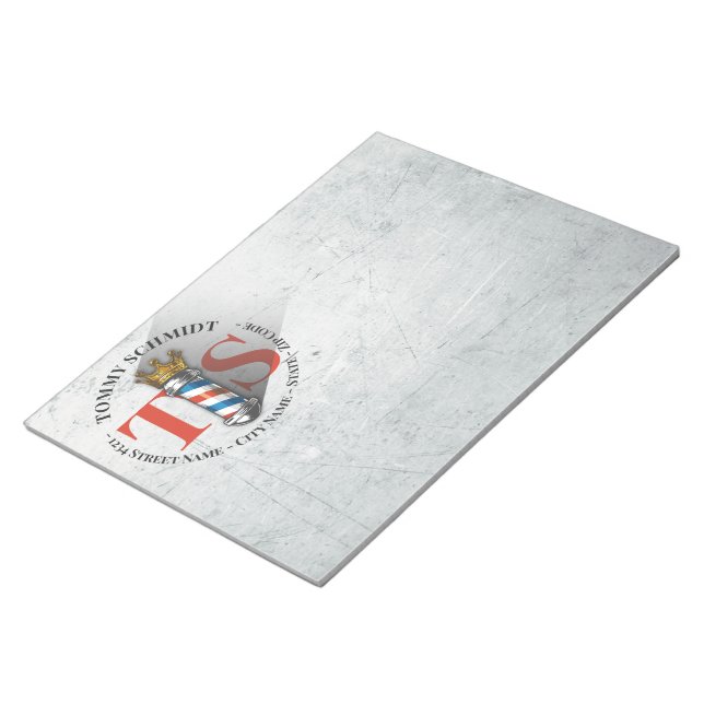 Barber Hair Shop King Crown Barber Pole Hair Salon Notepad (Angled)