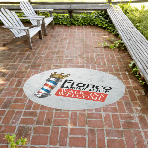Barber Hair Shop King Crown Barber Pole Hair Salon Outdoor Rug
