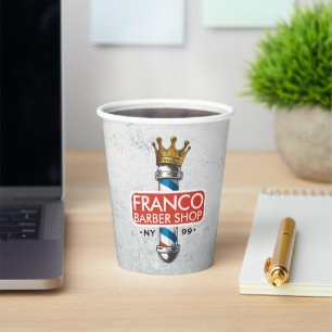 Barber Hair Shop King Crown Barber Pole Hair Salon Paper Cups
