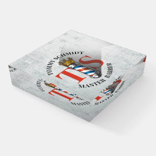 Barber Hair Shop King Crown Barber Pole Hair Salon Paperweight