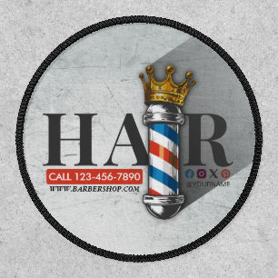 Barber Hair Shop King Crown Barber Pole Hair Salon Patch