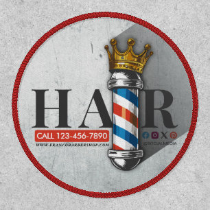 Barber Hair Shop King Crown Barber Pole Hair Salon Patch