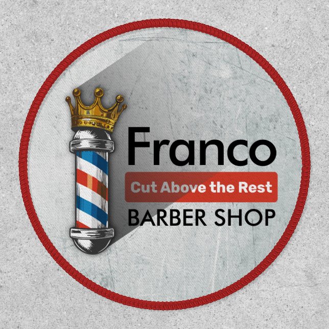 Barber Hair Shop King Crown Barber Pole Hair Salon Patch (Front)
