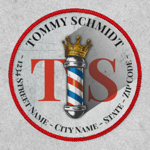 Barber Hair Shop King Crown Barber Pole Hair Salon Patch