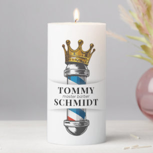 Barber Hair Shop King Crown Barber Pole Hair Salon Pillar Candle