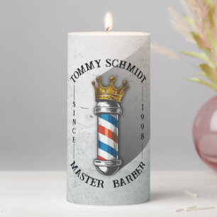 Barber Hair Shop King Crown Barber Pole Hair Salon Pillar Candle