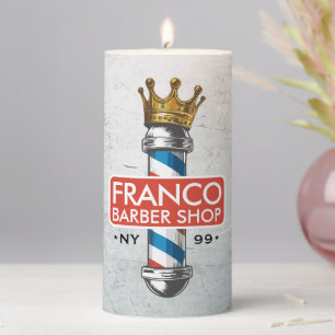 Barber Hair Shop King Crown Barber Pole Hair Salon Pillar Candle