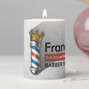 Barber Hair Shop King Crown Barber Pole Hair Salon Pillar Candle