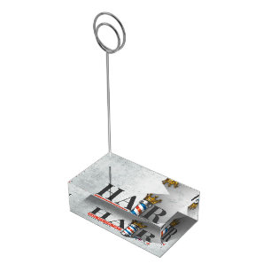 Barber Hair Shop King Crown Barber Pole Hair Salon Place Card Holder